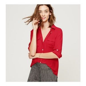 Loft red utility blouse